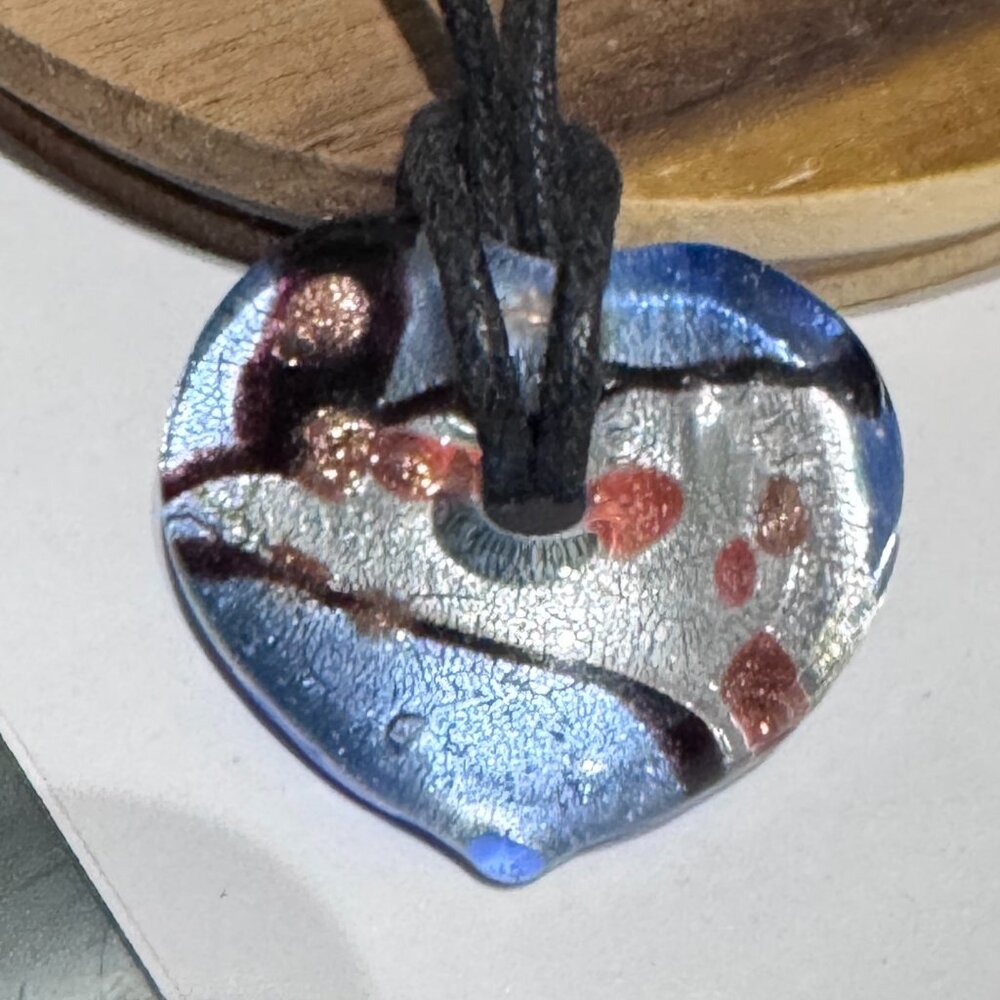 💙 ✨ Authentic Murano Glass Heart Necklace – Handcrafted Italian Elegance ✨